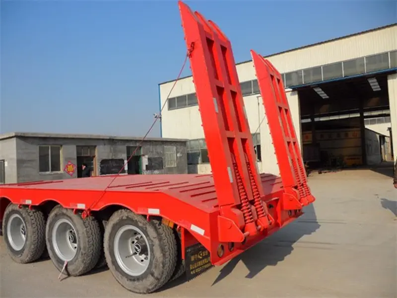 3 Axle Hydraulic Lowbed Trailer Folding Ladders Red 3 Axle Hydraulic Lowbed Trailer Folding Ladders Red